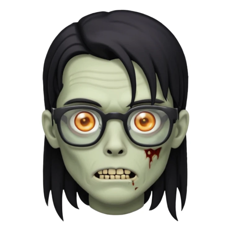 zumbi boy de cabelo grande preto,olhos pretos e oculos quadrado sticker