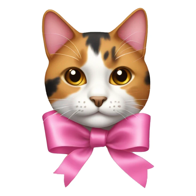 calico cat with pink clip ribbon sticker