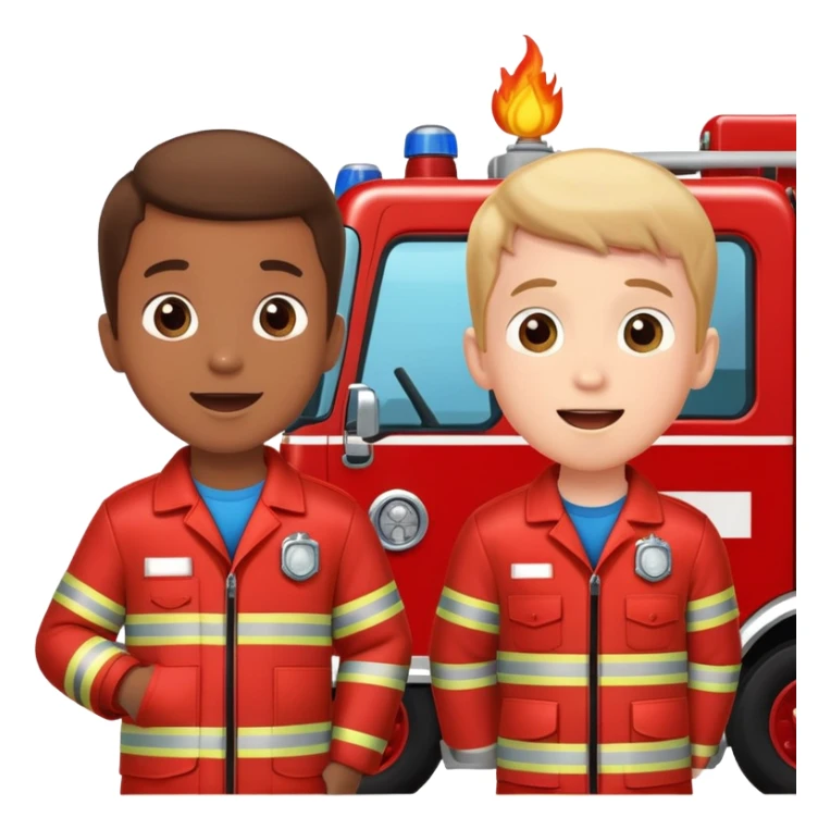 Two love y boys excited to see a firetruck  sticker