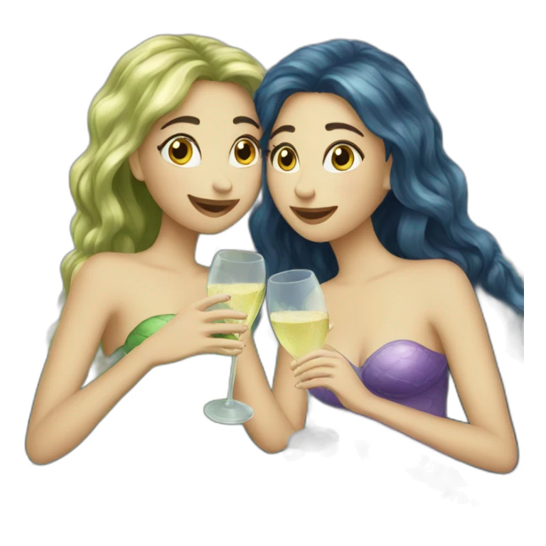 Two mermaids drinking champagne  sticker