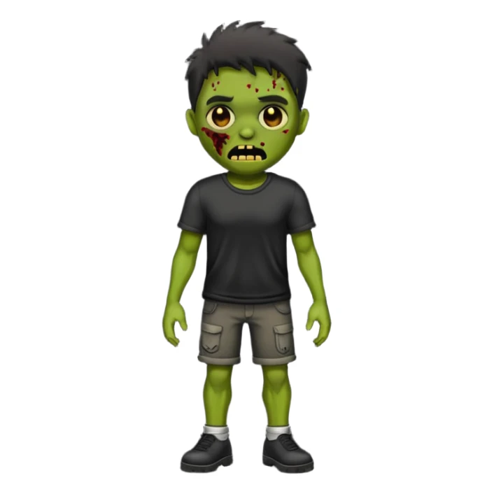 Emoji de zumbi masculino com a roupa preta e o fundo preto sticker
