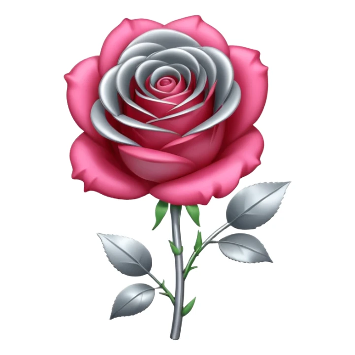 gray metal chrome rose, without green leaves, just flower sticker