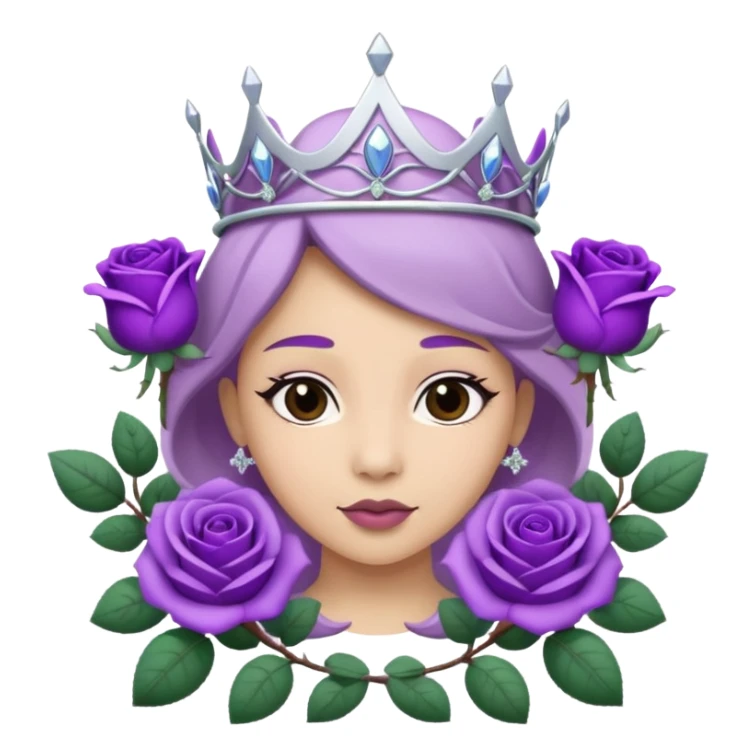 Purple rose with silver tiara and a purple emblem leaf wreath sticker