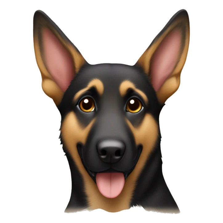 Black and tan German Shepard mix with one bent ear sticker