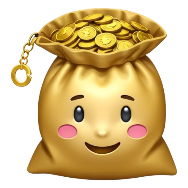 the small pouch should open so the coins come out of it, not closed sticker