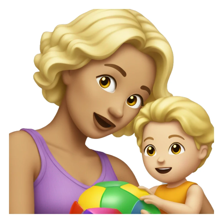 blonde women playing with blonde child with toys sticker