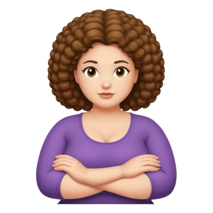 Curvy fair skin woman with natural hair arms folded.  sticker