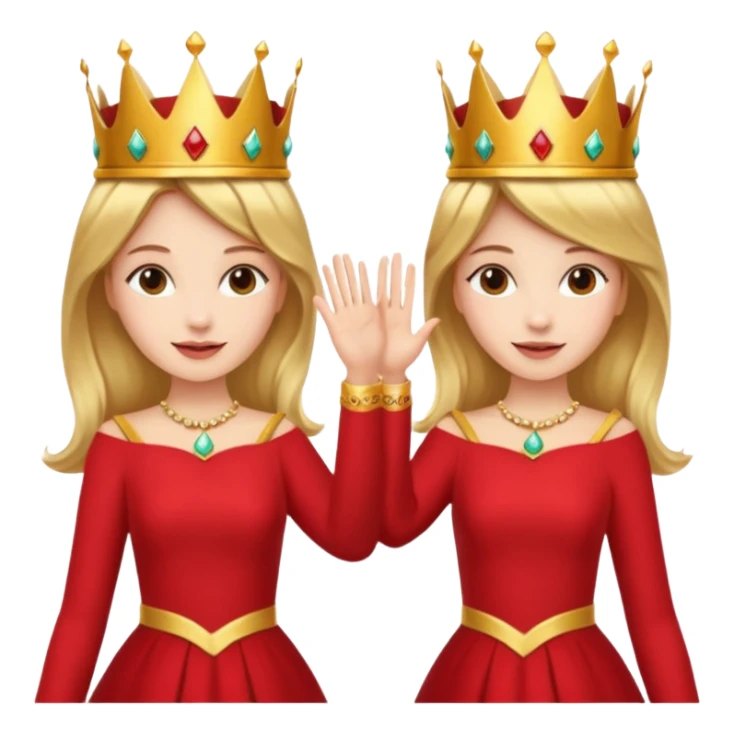 Two women wearing crowns and identical outfits giving each other a high five. sticker