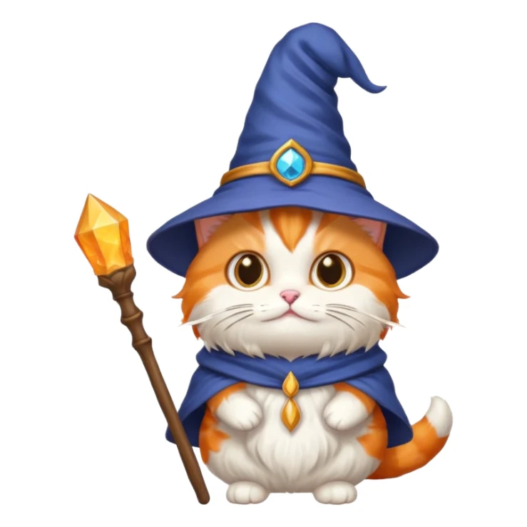 cat wearing a hat and holding a wand sticker