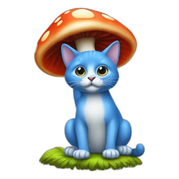 Shylushy blue cat-mushroom sticker