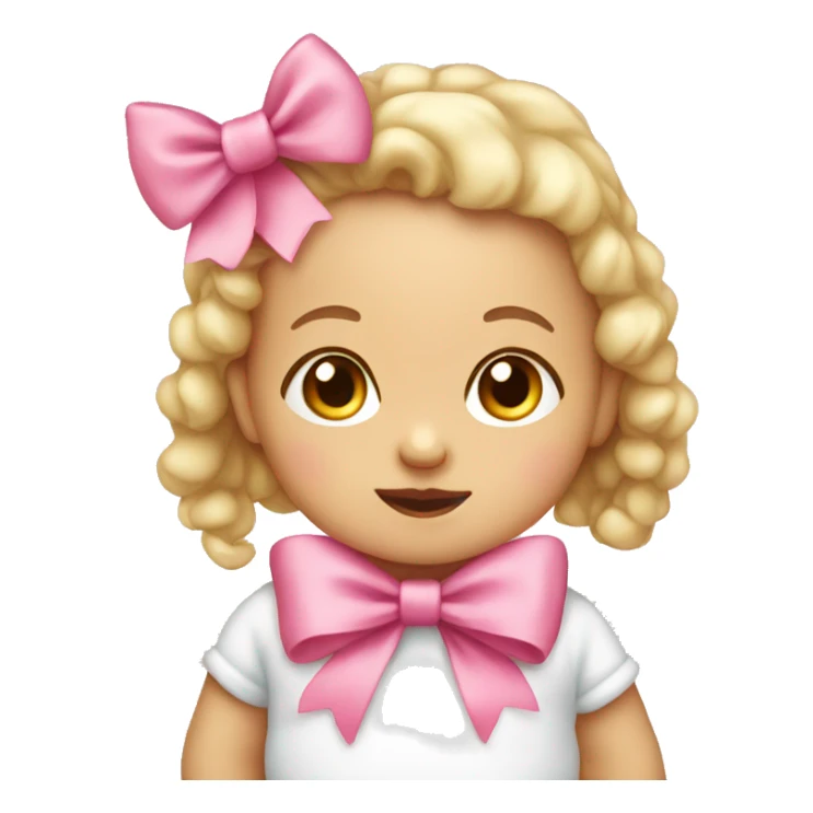 Baby wearing a pink bow sticker