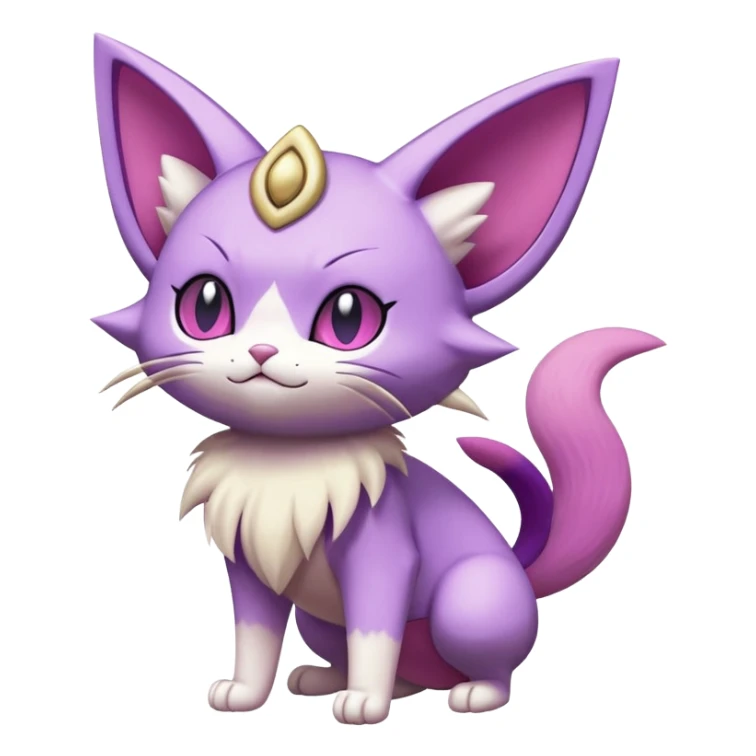 Meowth-Espeon-Skitty-Pokémon-Fakémon-hybrid-creature (full body) sticker