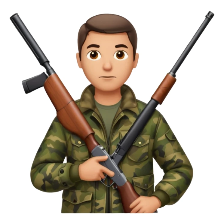 man hunter with a shotgun slung over shoulder, confident stance sticker