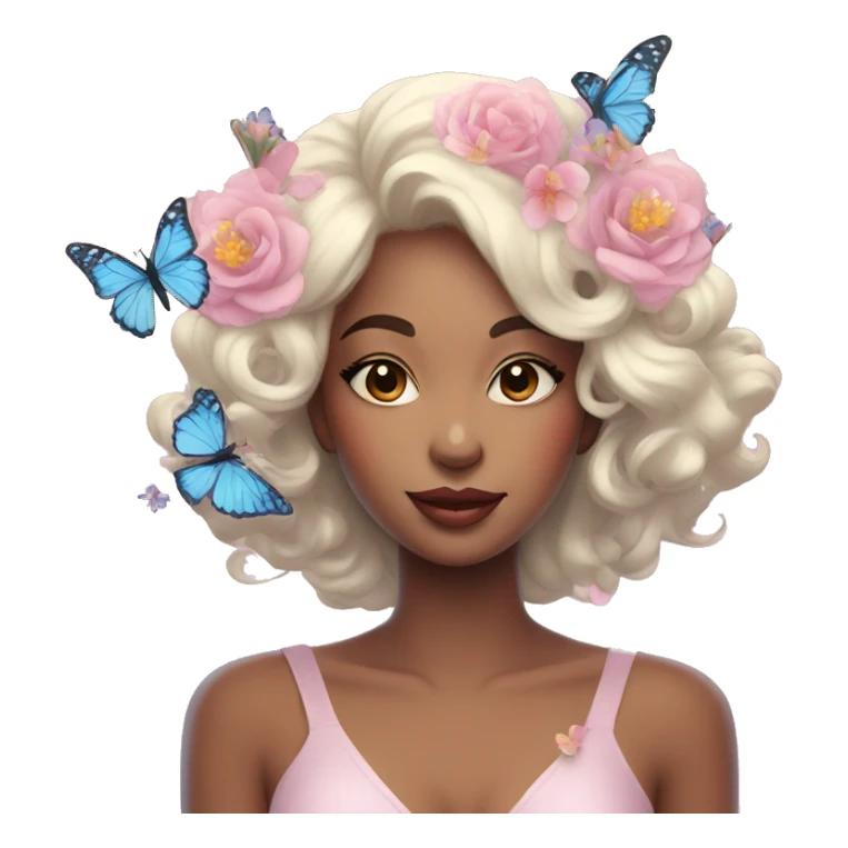 Gorgeous pastel lady with flowers and butterflies sticker