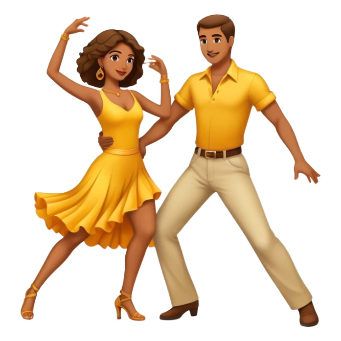 a man and a woman salsa dancing together, energetic movement sticker