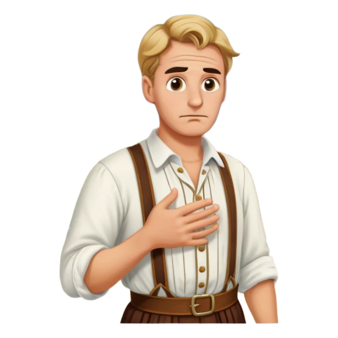 a German in typical Bavarian clothing shrugging and looking lost with Sicily in the background sticker