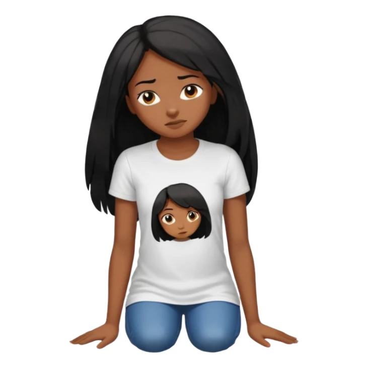 Black girl looking down at the floor sticker