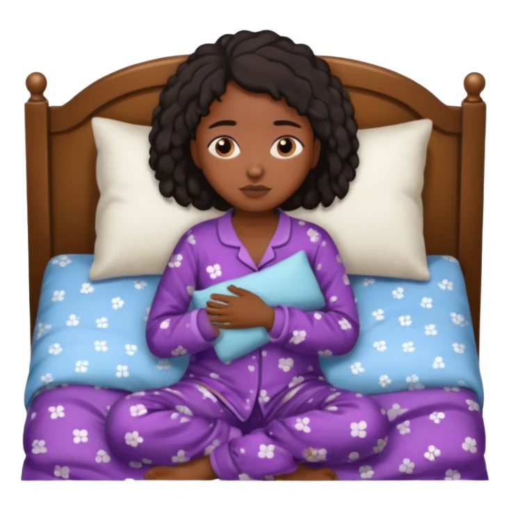 black girl tired in bed sticker