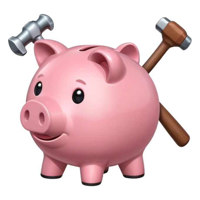 Piggy bank and hammer sticker