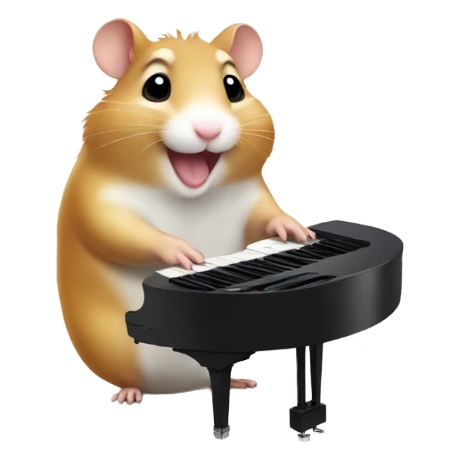 hamster with a happy face plays the piano sticker