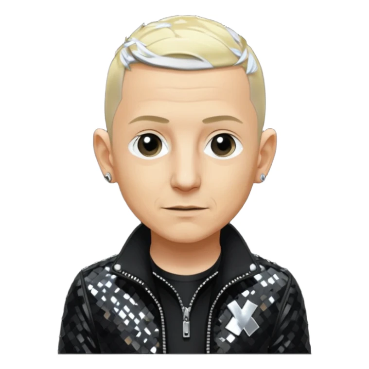 Chester Bennington from Linkin Park with blonde hair, black sequin outfit sticker