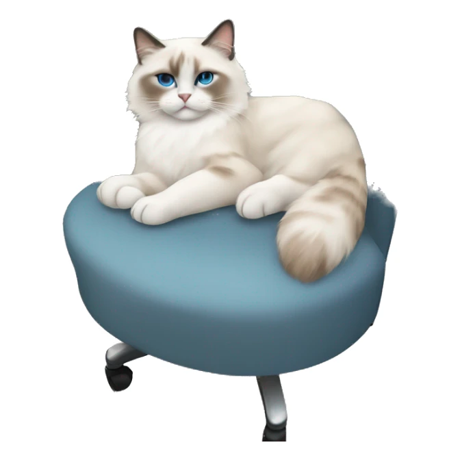 ragdoll cat sleeping on an office chair sticker