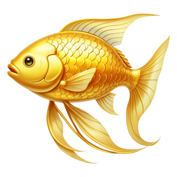 Mystical golden fish flowing in an omega shape, with its body transforming into streams of radiant energy that connect to a brain, heart, and joints. The fish appears magical and ethereal, with glowing scales and a luminous aura representing the essential nutrients of omega-3. sticker
