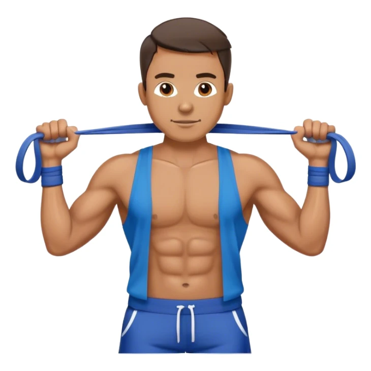 fit man with blue shorts resistance bands exercises sticker