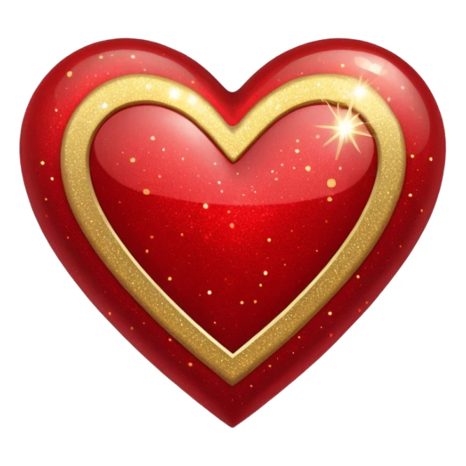 glitter heart with gold sparkles sticker