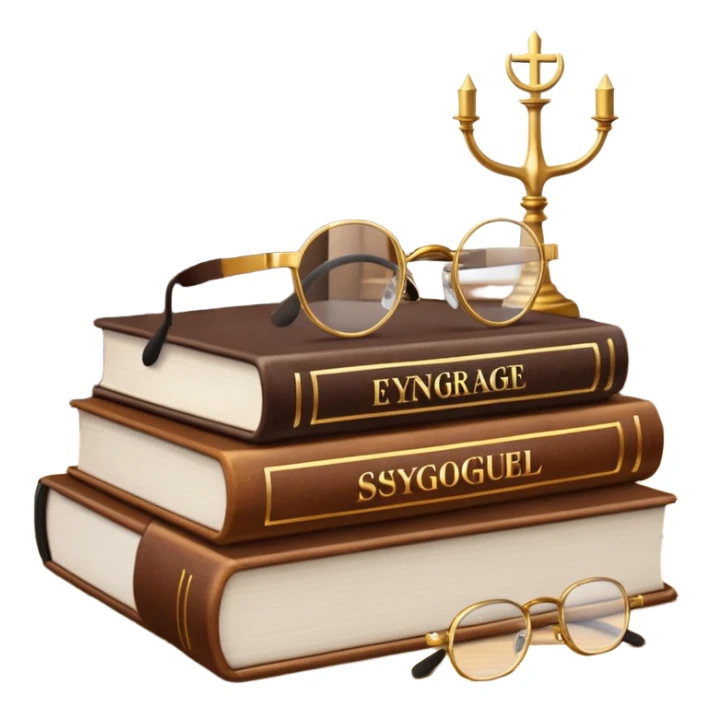 Give me 4 emojis, not an image with a bunch of emojis. Emojis about learning English for young adults that have jewish charedi teacher sticker