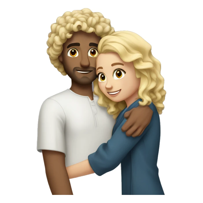 Arab Man curly hair hugging blonde girl  sticker