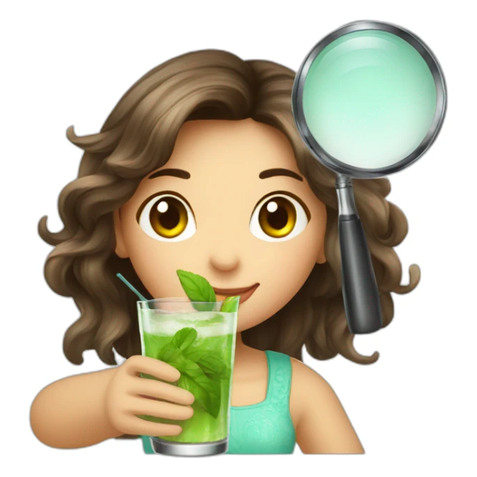 argentine girl with magnifying-glass drinking mojito sticker