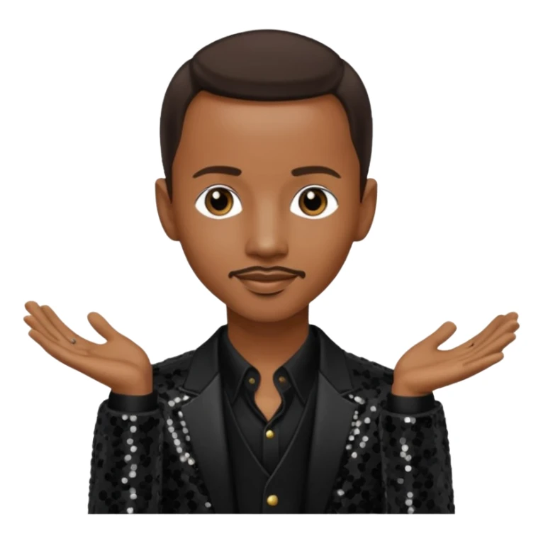 Tevin Campbell with dark brown hair, black sequin outfit sticker