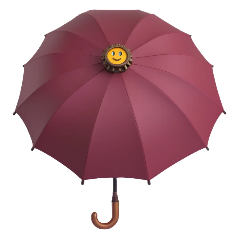 burgundy umbrella with a steampunk design in 3D emoji style sticker