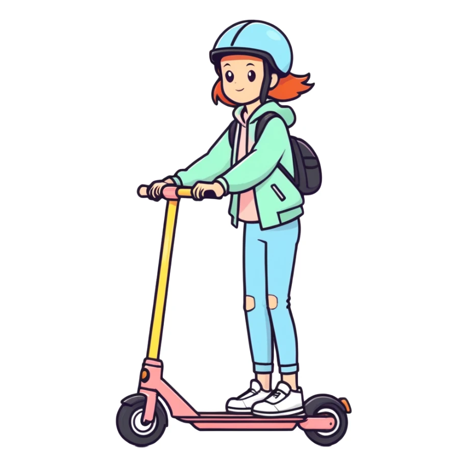 Teen girl on electric scooter sticker