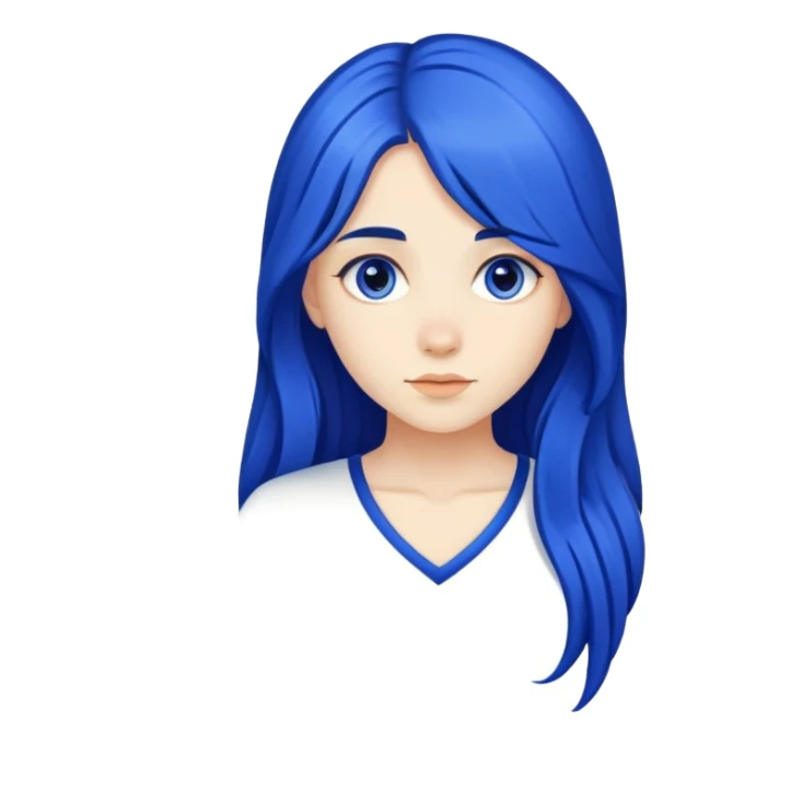 Girl with long royal blue hair  sticker