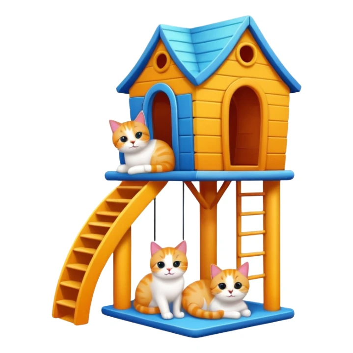 cats relaxing in a vertical playhouse sticker