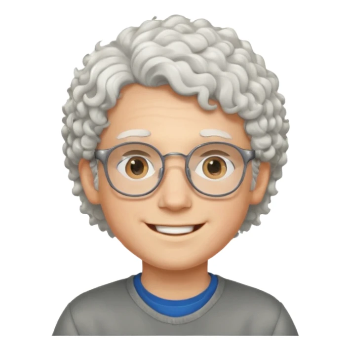 young boy with curly white hair and glasses sticker