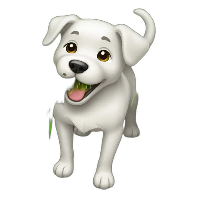 dog eating grass grass coming out of mouth sticker