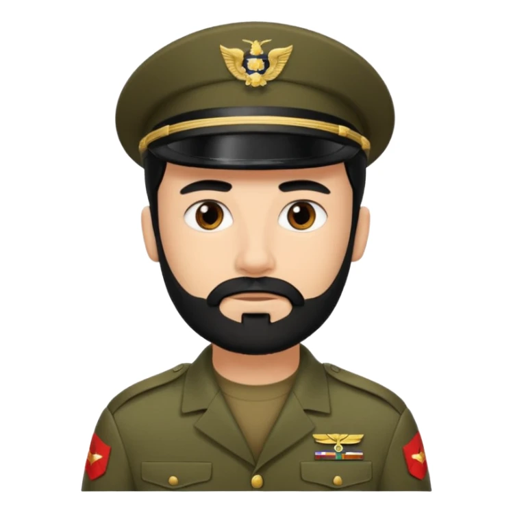 male soldier black hair and beard style remove cap sticker