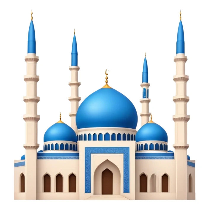 Realistic Mohammad Al-Amin Mosque Landmark Emoji, highlighting its striking blue dome, tall minarets, and elegant Arabic calligraphy. sticker