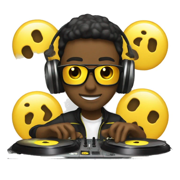 dj mixing with vinyls (yellow skin) sticker