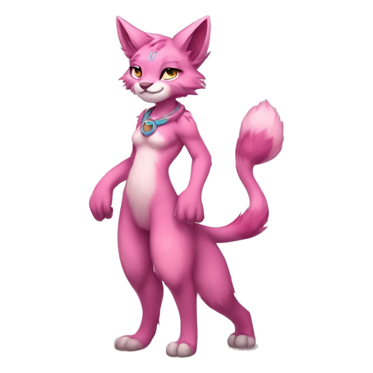 Anthropomorphic Anthro Pink Sona Lynx-Fakémon Furry Full Body sticker