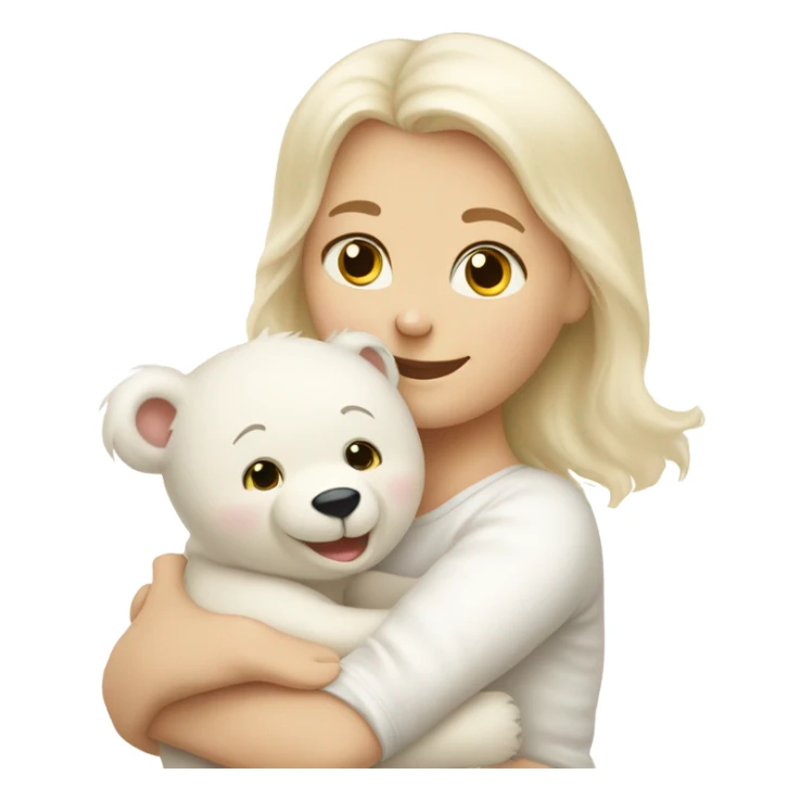 Happy white momma teddy bear hugging a happy white baby bear sticker