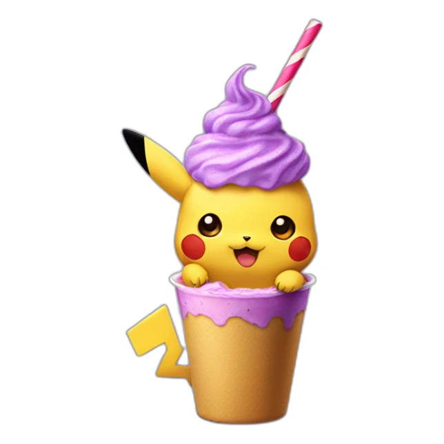 À pikachu eat  purple milkshake sticker
