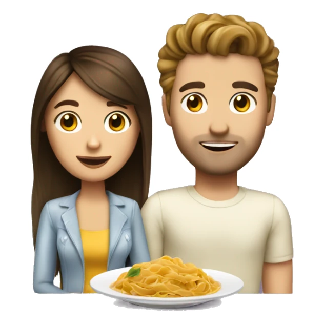 Date night with pasta 2 white people with brunette hair sticker
