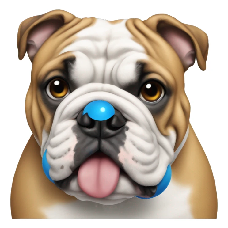 English bulldog with blue ball sticker