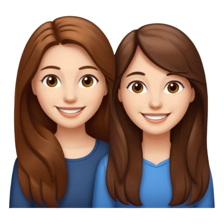 2 long brown hair best friends sticker