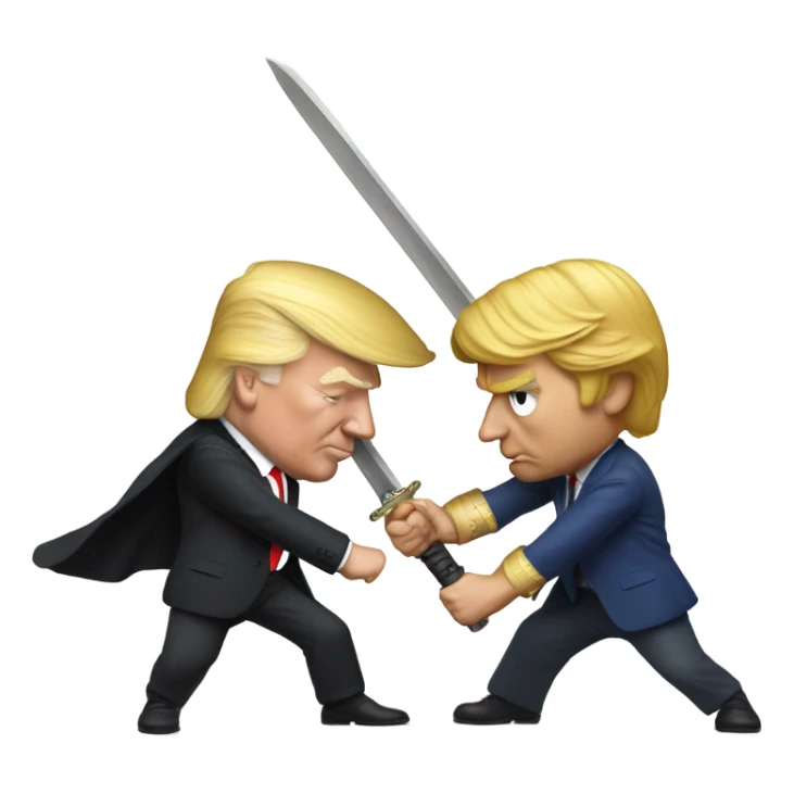 Donald trump sword fighting Justin Trudeau  sticker