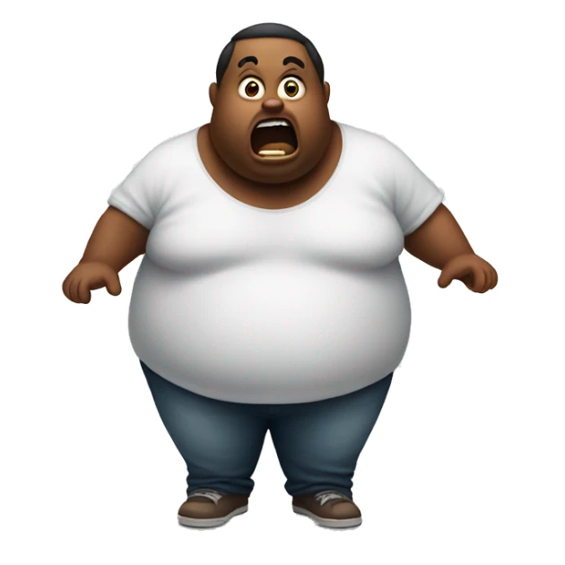 Emoji about a scared and fat person sticker